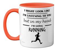 Stuff4 Tasse « In My Head » - Cadeau amusant pour les amateurs de course à pied, hommes et femmes - 325 ml - En céramique de qualité supérieure - Passe au lave-vaisselle - Tasse fantaisie avec poignée