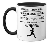Stuff4 Tasse « In My Head » - Cadeau amusant pour les amateurs de course à pied, hommes et femmes - 325 ml - En céramique de qualité supérieure - Passe au lave-vaisselle - Tasse fantaisie avec poignée