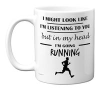 Stuff4 Tasse « In My Head » - Cadeau amusant pour les amateurs de course à pied, hommes et femmes - 325 ml - En céramique de qualité supérieure - Passe au lave-vaisselle - Tasse fantaisie avec poignée
