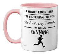 Stuff4 Tasse « In My Head » - Cadeau amusant pour les amateurs de course à pied, hommes et femmes - 325 ml - En céramique de qualité supérieure - Passe au lave-vaisselle - Tasse fantaisie avec poignée