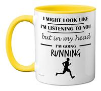 Stuff4 Tasse « In My Head » - Cadeau amusant pour les amateurs de course à pied, hommes et femmes - 325 ml - En céramique de qualité supérieure - Passe au lave-vaisselle - Tasse fantaisie avec poignée