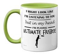 Stuff4 Tasse « In My Head » - Cadeau amusant pour les amateurs de frisbee ultime, homme et femme - 325 ml - En céramique de qualité supérieure - Passe au lave-vaisselle - Tasse fantaisie avec poignée