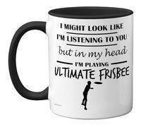 Stuff4 Tasse « In My Head » - Cadeau amusant pour les amateurs de frisbee ultime, hommes et femmes - 325 ml - En céramique de qualité supérieure - Passe au lave-vaisselle - Tasse fantaisie avec