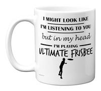 Stuff4 Tasse « In My Head » - Cadeau amusant pour les amateurs de frisbee ultime, hommes et femmes - 325 ml - En céramique de qualité supérieure - Passe au lave-vaisselle - Tasse fantaisie avec
