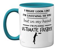 Stuff4 Tasse « In My Head » - Cadeau amusant pour les amateurs de frisbee ultime, hommes et femmes - 325 ml - En céramique de qualité supérieure - Passe au lave-vaisselle - Tasse fantaisie avec