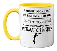 Stuff4 Tasse « In My Head » - Cadeau amusant pour les amateurs de frisbee ultime, hommes et femmes - 325 ml - En céramique de qualité supérieure - Passe au lave-vaisselle - Tasse fantaisie avec