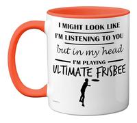 Stuff4 Tasse « In My Head » - Cadeau amusant pour les amateurs de frisbee ultime, hommes et femmes - 325 ml - En céramique de qualité supérieure - Passe au lave-vaisselle - Tasse fantaisie avec