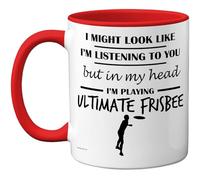 Stuff4 Tasse « In My Head » - Cadeau amusant pour les amateurs de frisbee ultime, hommes et femmes - 325 ml - En céramique de qualité supérieure - Passe au lave-vaisselle - Tasse fantaisie avec