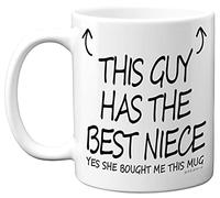 Stuff4 Uncle Gifts - Mug Uncle, This Guy Has The Best Niece, tasses en céramique de 325 ml pour lave-vaisselle sauge, cadeau d'anniversaire pour oncle, cadeau de Noël pour la fête des pères, cadeaux