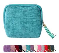 Stuffdatas Travel Jewelry Case, Gettoreach Portable Foldable Box Mini Jewelry Travel Bag, Travels Jewelrys Case with Tassel Zipper Design, for Earrings Necklaces Rings Bracelets (Peacock Blue)