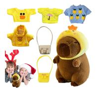 Stuffed Animal - Capybara Costume - Capybara - Soft Plush Capy-bara Doll with Sweaters Hat and Bags Made of Pp Cotton Adorable Gift for Kids and Teens, for Birthdays Room Décor Cuddling Play