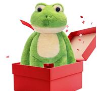 Stuffed Animal Frog - Plush 13.78 Inch Green Frog Toy With Magnetic Hands | Soft PP Cotton Filling, Shy Eye Covering Pose | Frog Plush Toy and Cute Home Decor for Bedroom, Living Room, Kids Room