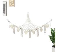 Stuffed Animal Hammock Corner, Toy Net Organizer 55.12x43.31 inches, Macrame Cord Plush Storage Holder for Kids, Bedroom, Playroom, Living Room, Classroom Wall Mounted Decorative Storage
