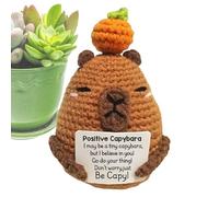 Stuffed Animal Peluche Capybara Inspirational Stuffed Toys, Positive Knitted Capybara Toys | with Inspirational Card, Cute Handmade Stuffeds Home Decor for Bedroom Desk Beds