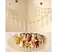 Stuffed Animal Storage Hammock or Net Corner - Large Toy Hammock Net for Stuffed Animals Room Decor - Cute Stuff Animal Organizer Holder for Plush Plushie - Kids Baby Nursery Wall Bedroom Home Decor