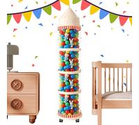 Stuffed Animal Storage Tube, Transparent Doll Organizer, Dustproof Aesthetic Design, Castle-Inspired Container, Toy Storage for Bedroom, Nursery, or Playroom, 50x11.81 inches