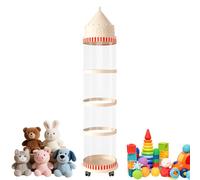 Stuffed Animal Storage Tube, Transparent Vertical Doll Organizer, 123x30cm/48.43x11.81 inches Castle Design Display Tubes, Space-Saving Holder, Easy Access Opening for Bedroom Nursery Playroom