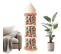 Stuffed Animal Storage Tube, Transparent Vertical Doll Organizer, 123x30cm/48.43x11.81 inches Castle Design Display Tubes, Space-Saving Holder, Easy Access Opening for Bedroom Nursery Playroom