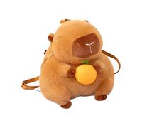 Stuffed Hand Warmer - Capybara Plush Backpack with Orange Design, Cute Children Animal Toy, Home Decoration Accessory, Soft Bag for Cold Weather, Portable Plush Backpack for Kids