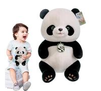 Stuffed Panda Plush Toy - Adorable Pillow, Soft Cuddly Animal Hugging Doll, Cute Cushion Companion, Lightweight Huggable Figure for Children, Family, Bedroom Sofa Decor | Set with comforting scen