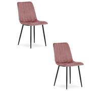 Stuhl LAVA - rosé Samt / schwarze Beine x 2
