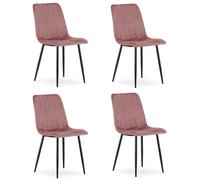 Stuhl LAVA - rosé Samt / schwarze Beine x 4
