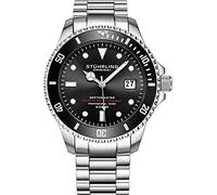 Stuhrling Montre de plongée Professionnelle Automatique en Acier Inoxydable résistante à l'eau, 200 mètres, Bracelet brossé et biseauté avec Fermoir de sécurité et Couronne vissée Montre de plongée