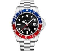 Stuhrling Original - Bracelet en Acier Inoxydable pour Homme, Montre GMT, Double Fuseau horaire - Date de réglage Rapide avec Couronne vissée, résistant à l'eau jusqu'à 10 ATM