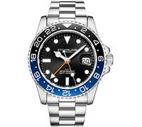 Stuhrling Original - Bracelet en Acier Inoxydable pour Homme, Montre GMT, Double Fuseau horaire - Date de réglage Rapide avec Couronne vissée, résistant à l'eau jusqu'à 10 ATM