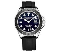 Stuhrling Original Depthmaster - 4072 - Montre Homme Sport Dive - 42mm - Mouvement Quartz - Lunette Rotative - Bracelet Silicone, bleu