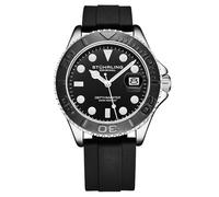 Stuhrling Original Depthmaster - 4072 - Montre Homme Sport Dive - 42mm - Mouvement Quartz - Lunette Rotative - Bracelet Silicone, noir