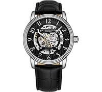 Stuhrling Original Legacy Collection Montre automatique pour homme en acier inoxydable avec bracelet en cuir de qualité supérieure, Noir-a, Mécanique, montre squelette
