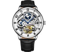 Stuhrling Original - Montre Automatique avec Cadran analogique et Cadran analogique, Double Fuseau horaire, Heure du Matin, Heure du Matin Sun Moon 3927