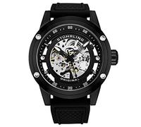 Stuhrling Original Montre automatique squelette pour homme en acier inoxydable avec bracelet en caoutchouc 50 mm (Noir), noir, Montre automatique, mécanique