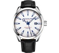 Stuhrling Original - Montre Homme - Cadran Analogique - Date - Bracelet en Cuir de Veau ou en Acier Inoxydable, Collection 3953 Montres pour Hommes (Leather/White)