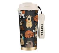 stujvc Bulldog Corgi - Gobelet en acier inoxydable 316 - Isolation sous vide - 500 ml - Pour boissons chaudes et froides - Sangle de transport