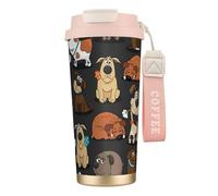 stujvc Bulldog Corgi - Gobelet en acier inoxydable 316 - Isolation sous vide - 500 ml - Pour boissons chaudes et froides - Sangle de transport