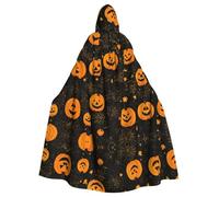 stujvc Cape à capuche citrouille d'Halloween, cape longue, costume d'Halloween, cape à capuche, longueur unisexe