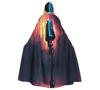 stujvc Cape à capuche longue avec microphone et note de musique pour Halloween, cosplay, longueur unisexe