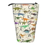 stujvc Élégant sac de rangement extensible pour apprendre l'alphabet avec imprimé dinosaures, trousse à crayons télescopique, avec sangle réglable et rangement portable