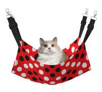stujvc Lits doux à pois rouges et blancs pour chat - Hamac réglable pour animal domestique - Confortable - Pour chats et petits animaux d'intérieur