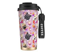 stujvc Tasse de voyage isotherme en acier inoxydable 316 avec inscription « Little Bulldog » - 500 ml - Avec sangle de transport