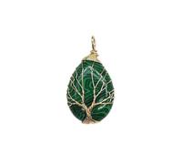 STUKE Collier pendentif en forme de goutte, colliers avec pendentif en pierres précieuses naturelles, bijoux chakra en pierre brute pour hommes et femmes, arbre de vie, cadeau de Noël, pin paon