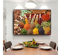 STUKE Decoration Murale Salon Diverses épices sur la Table toile peinture peintures cuisine thème moderne Murale Art Poster et Murale Tableau cuisine Decoration à la maison 40x60cm Sans Cadre