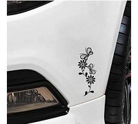 Stukk Stickers Autocollant JDM en Vinyle pour fenêtre de Voiture Motif Papillons et Fleurs 7 x 18 cm - Noir