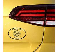 Stukk Stickers Autocollant Ovale Viking Life Boussole de Voiture en Vinyle 15 cm x 10 cm - Noir