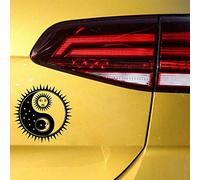 Stukk Stickers Happy Yin Yang Sun & ☛ Symbole de Lune pour fenêtre de Voiture 15,7 x 15,7 cm - Noir