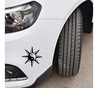 Stukk Stickers Ying Yang Soleil Tribal Symbole Voiture Fenêtre Pare-Chocs Vinyle Autocollant 14,2 cm x 14,2 cm - Noir