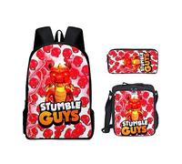 Stumble Guys - Sac à déjeuner isotherme - Sac à crayons pour enfants - Sac à dos pour garçons (7), Rouge