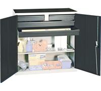 Stumpf Armoire à outils et matériel série 3000 gris clair / gris anthracite + 2 tiroirs 100 mm + 2 tiroirs 100 mm traversant + 1 tablette coulissante - 3007471